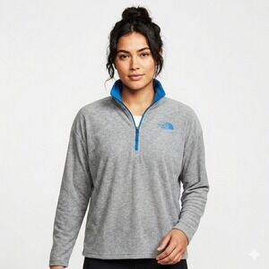 The North Face Fleece 1/4 Zip Pullover Womens Medium Grey Blue Gorpcore C744